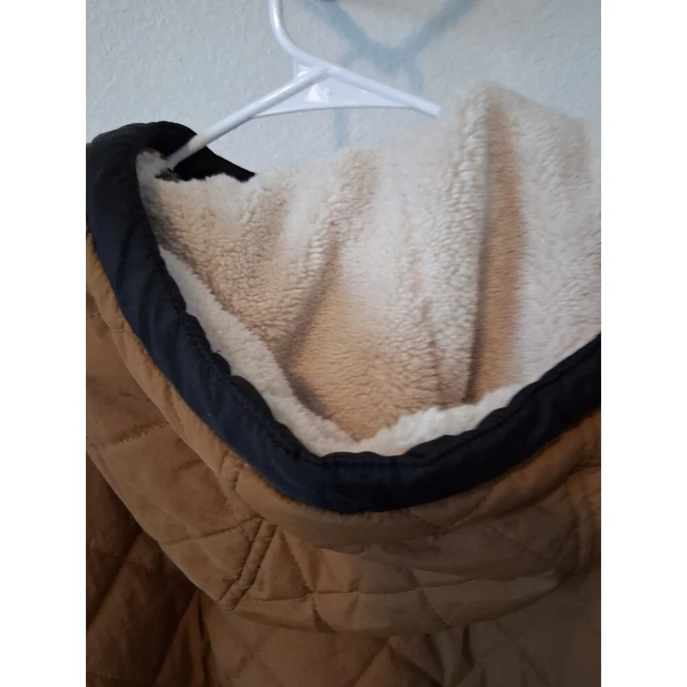 Levi's Mens Diamond Quilted Sherpa Lined Hooded Bomber Jacket Brown Saddle L
